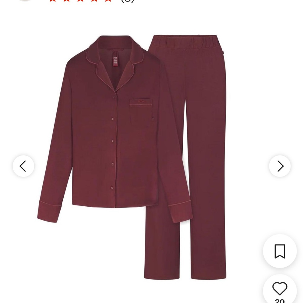 - Skims Women's Burgundy Pajamas